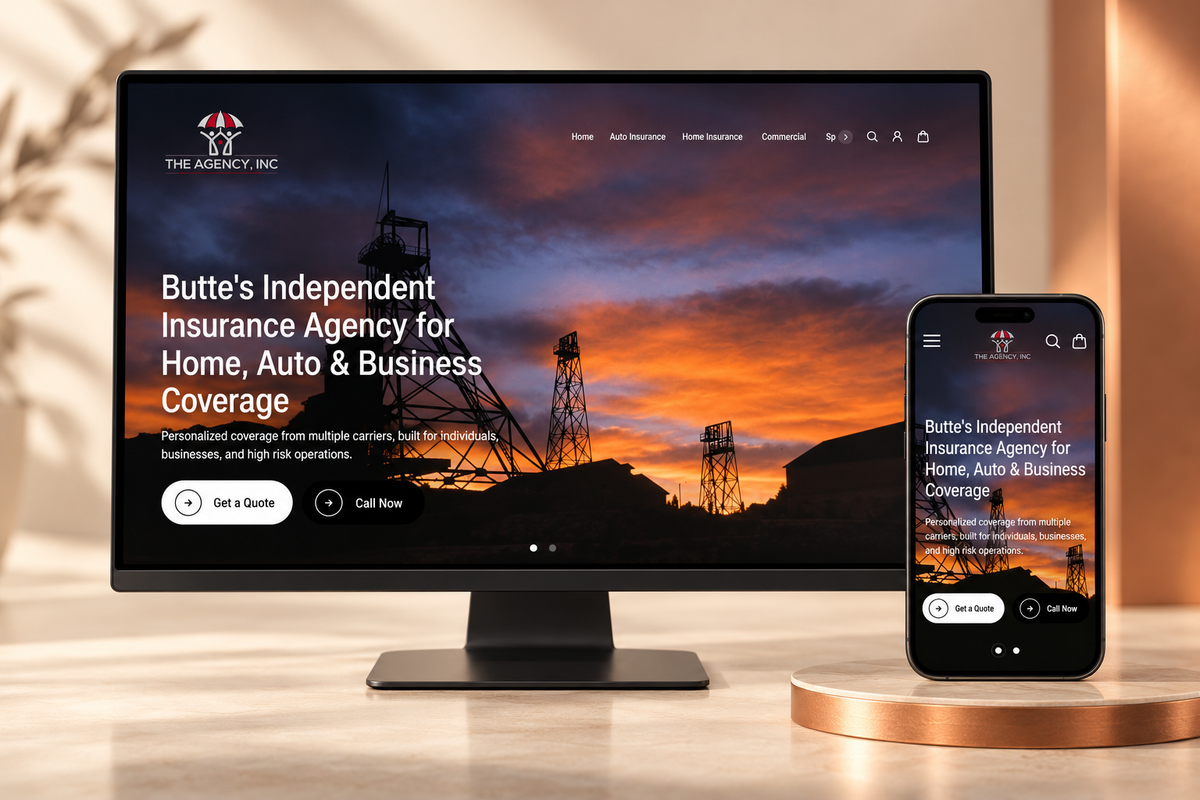 The Agency website presented on a desktop monitor and phone.